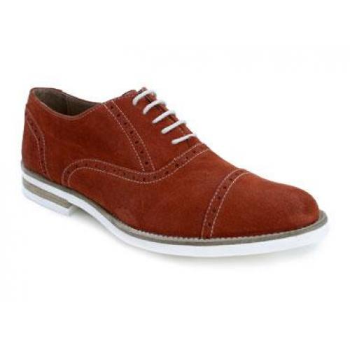 Bacco Bucci "Quinta" Red Genuine Suede Oxford Shoes